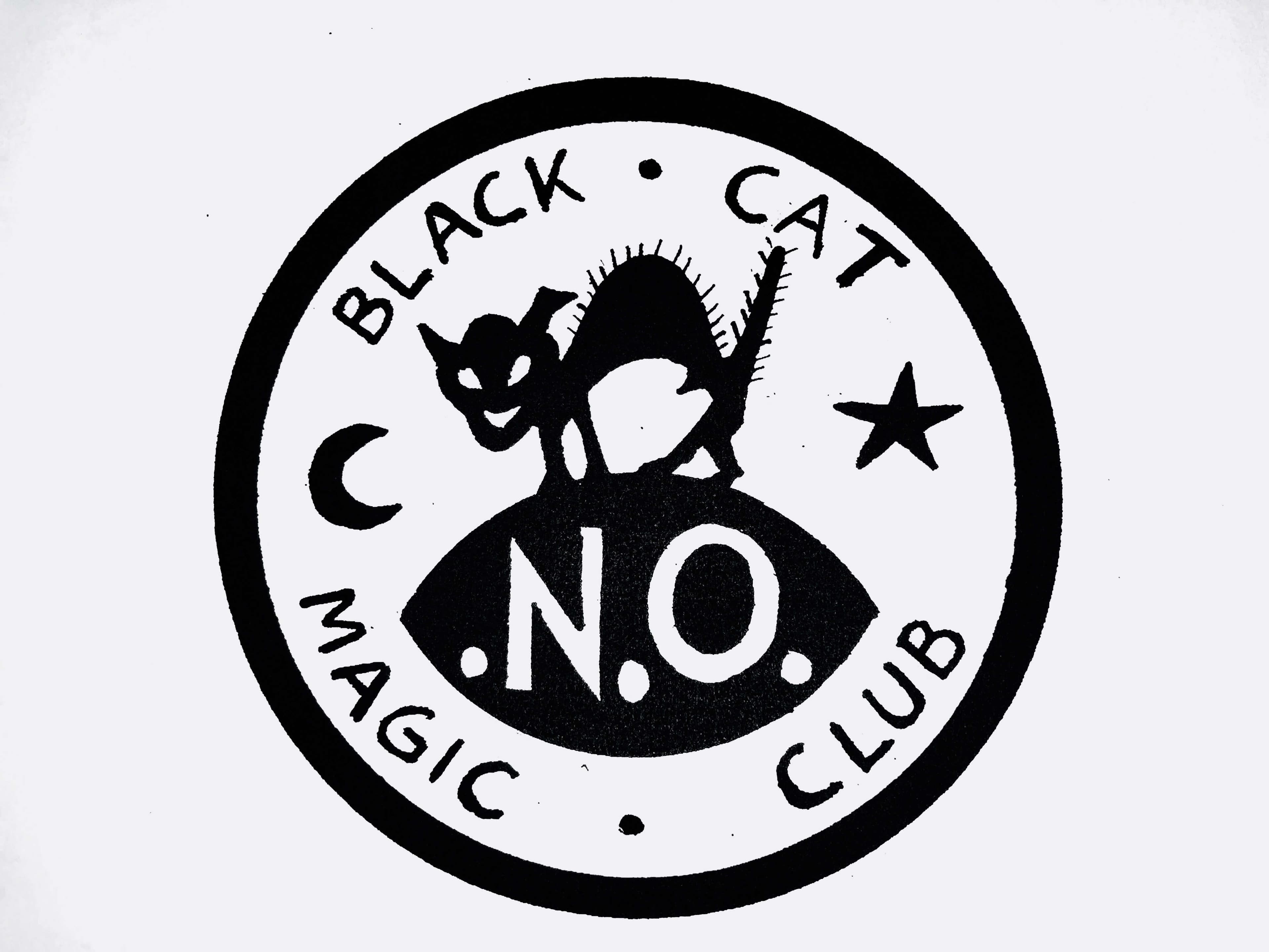 Logo featuring a stylized black cat and the text "Black Cat Magic Club N.O." Logo featuring a stylized black cat and the text "Black Cat Magic Club N.O."